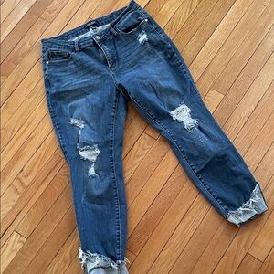 Judy Blue Dark Blue Distressed Ankle Jeans 16W Skinny Stretch Curvey